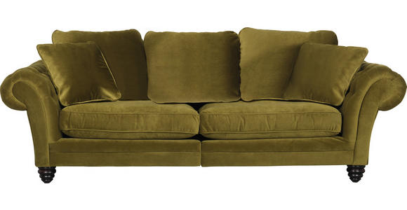 MEGASOFA in Samt Grün - Dunkelbraun/Grün, Design, Holz/Textil (273/85/110cm) - Ambia Home