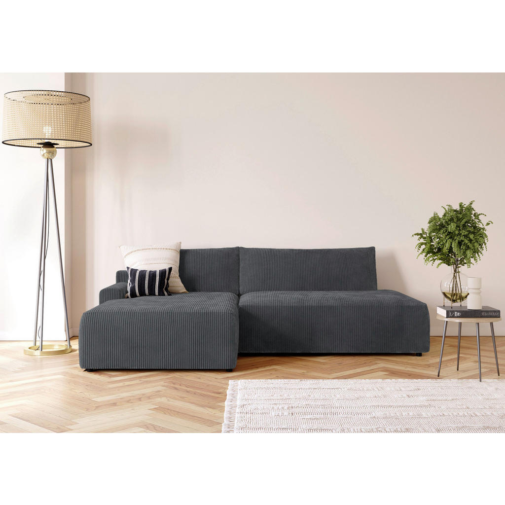 Thumbnail - Trendmanufaktur Eckschlafsofa Prag, Anthrazit, Textil, 4-Sitzer, Füllung: Schaumstoff, 253x167 cm, Made in Europe, Schla...