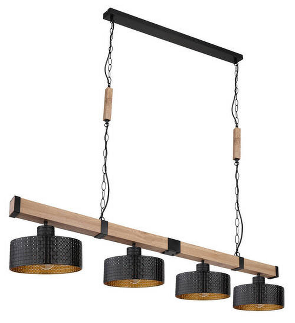 HÄNGLAMPA Rielly 140/25/120 cm  - svart/mörkbrun, Natur, metall/trämaterial (140/25/120cm) - Globo