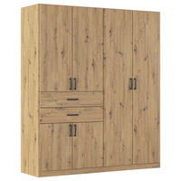 GARDEROB MED GÅNGJÄRN 180/210/54 cm 6-dörrar - ek Artisan/grå, Modern, trämaterial/plast (180/210/54cm) - Rauch Möbel