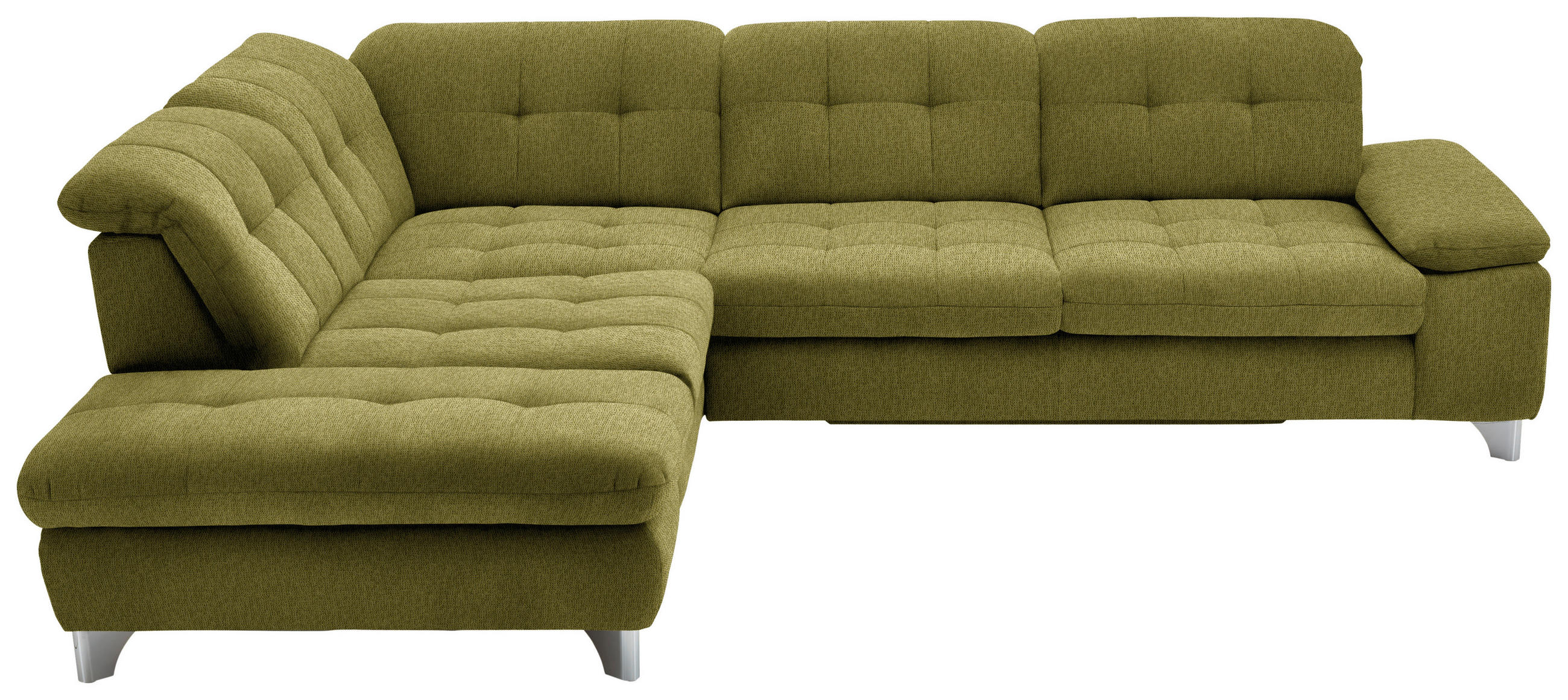 ECKSOFA in Chenille Grün  - Chromfarben/Grün, Design, Textil/Metall (260/310cm) - Beldomo Speed
