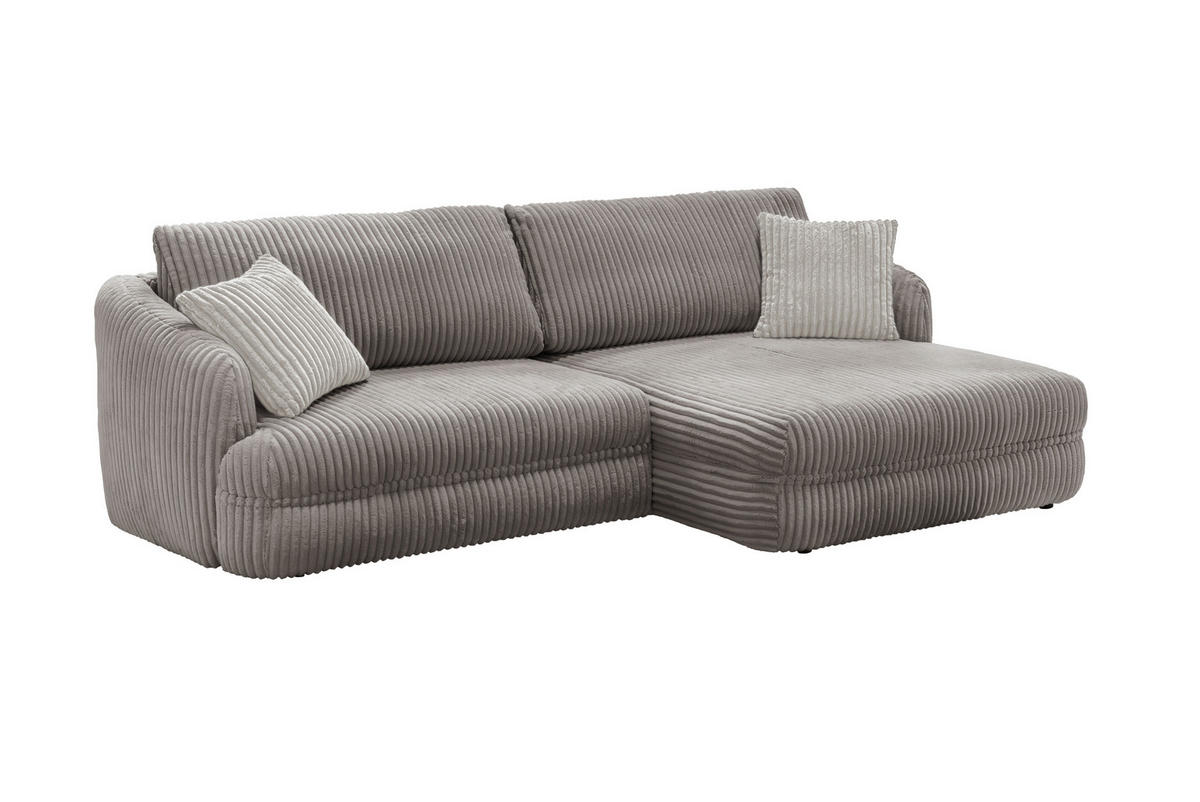 ECKSOFA LUSH Taupe Cord  - Taupe/Silberfarben, Design, Kunststoff/Textil (284/161cm) - Livetastic