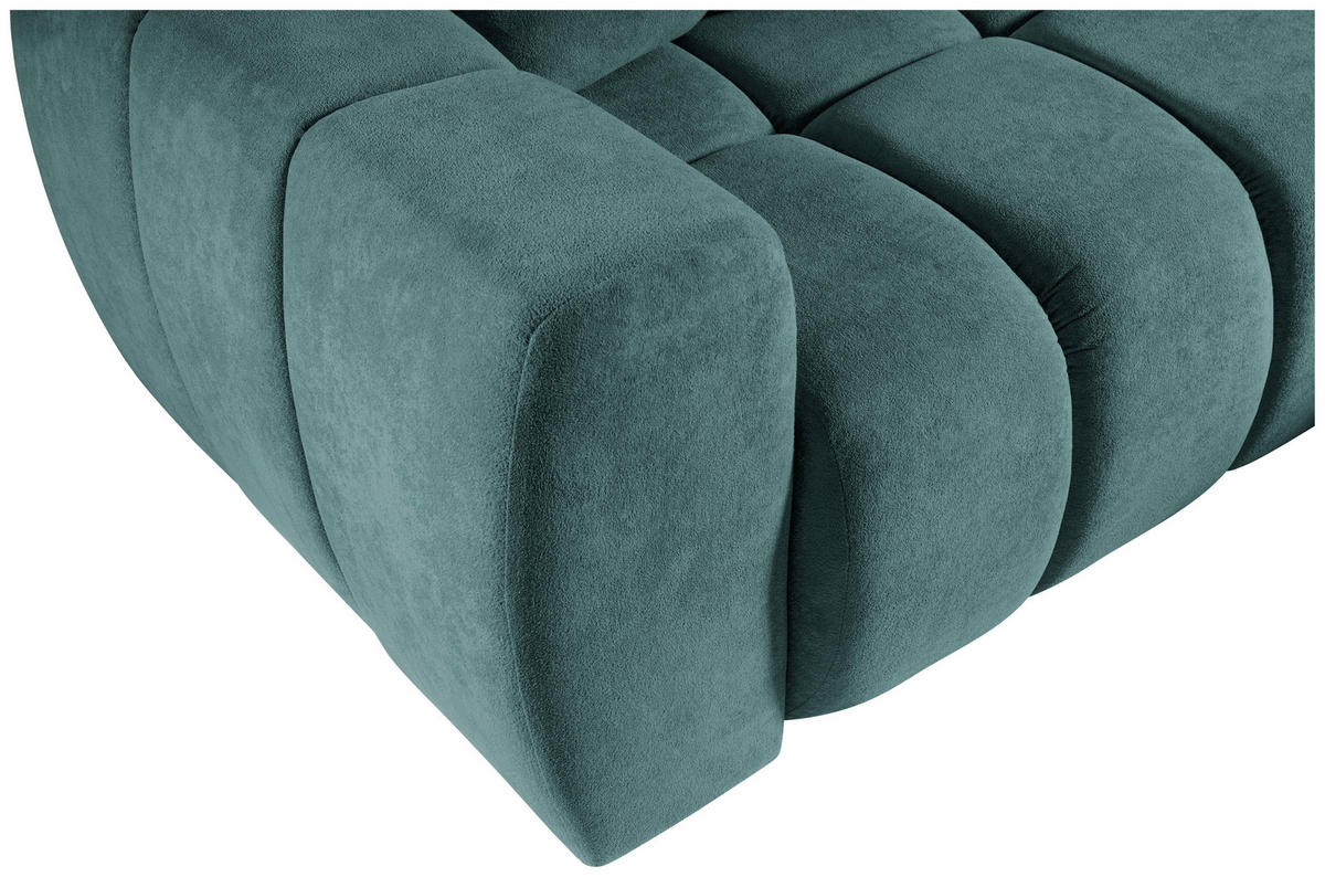 ECKSOFA FERANO Blau Velours  - Blau/Schwarz, Design, Kunststoff/Textil (253/172cm) - Livetastic