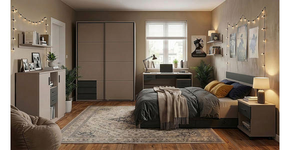 BETT 120/200 cm  in Graphitfarben, Grau, Sahara  - Graphitfarben/Grau, Design, Holzwerkstoff (120/200cm) - Carryhome