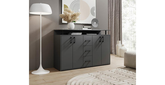 SIDEBOARD in 139/90/34 cm - Anthrazit/Schwarz, KONVENTIONELL, Holzwerkstoff/Kunststoff (139/90/34cm) - Carryhome