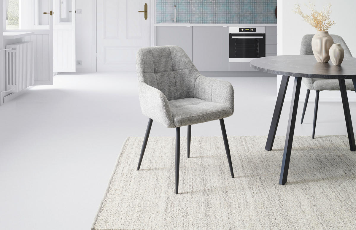 ŽIDLE S PODRUČKAMI, železo, tkaná látka, šedá, černá - šedá/černá, Konvenční, kov/textil (58/88/63cm) - MID.YOU