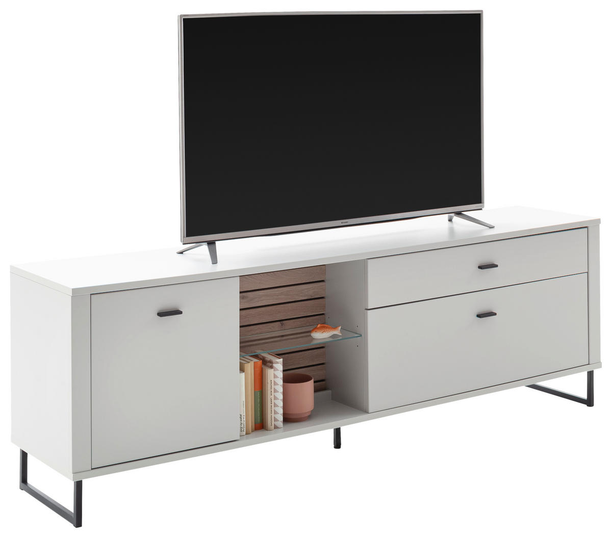 LOWBOARD  in 210/69/44 cm  - Eichefarben/Anthrazit, Design, Glas/Holzwerkstoff (210/69/44cm) - Stylife