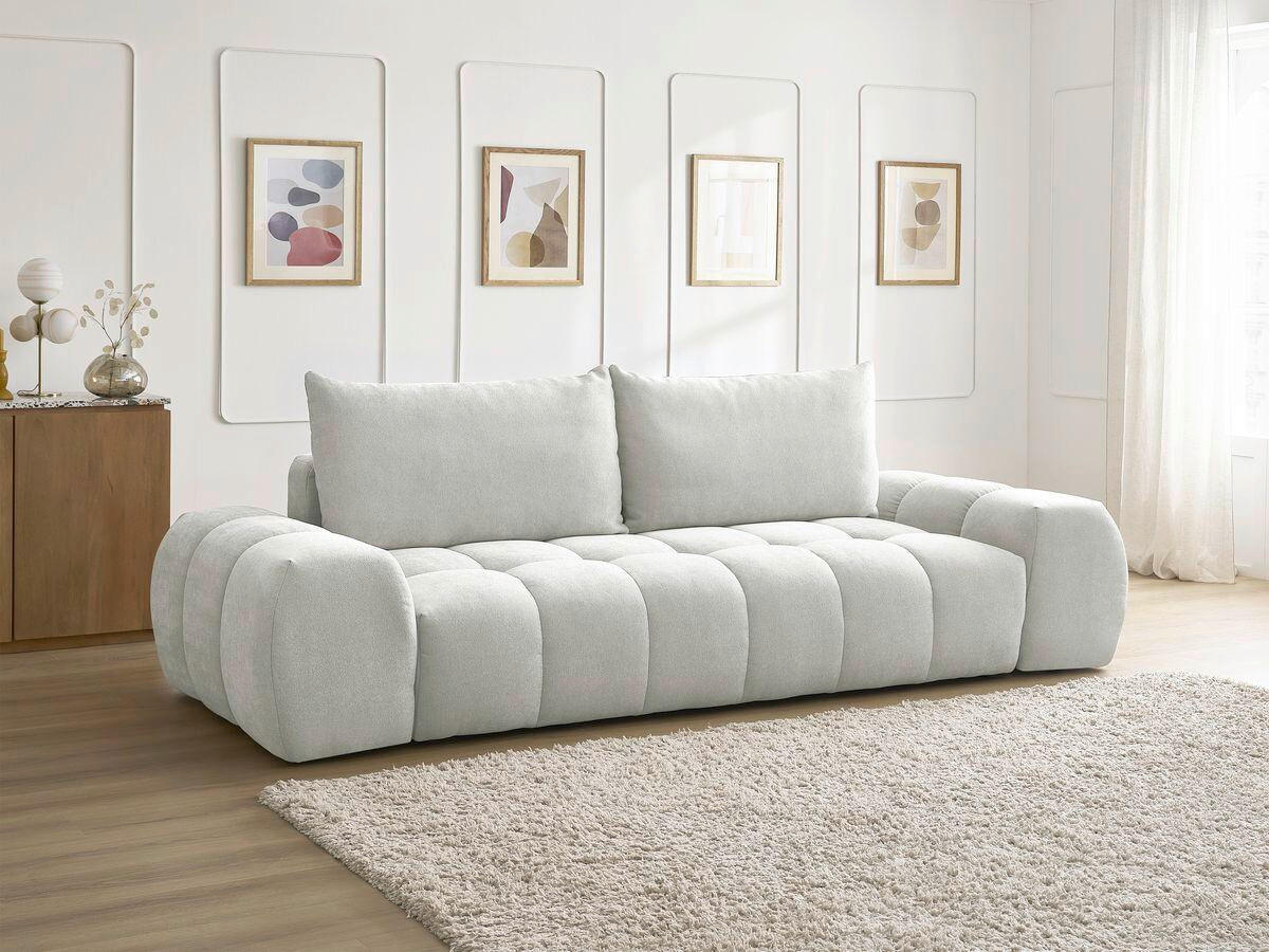 3-SITZER-SOFA EVEREST Struktur Hellgrau  - Hellgrau/Schwarz, MODERN, Kunststoff/Textil (278/90/115cm)
