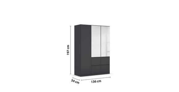 KLEIDERSCHRANK  in Grau  - Grau, Trend, Glas/Holzwerkstoff (136/197/54cm) - Xora