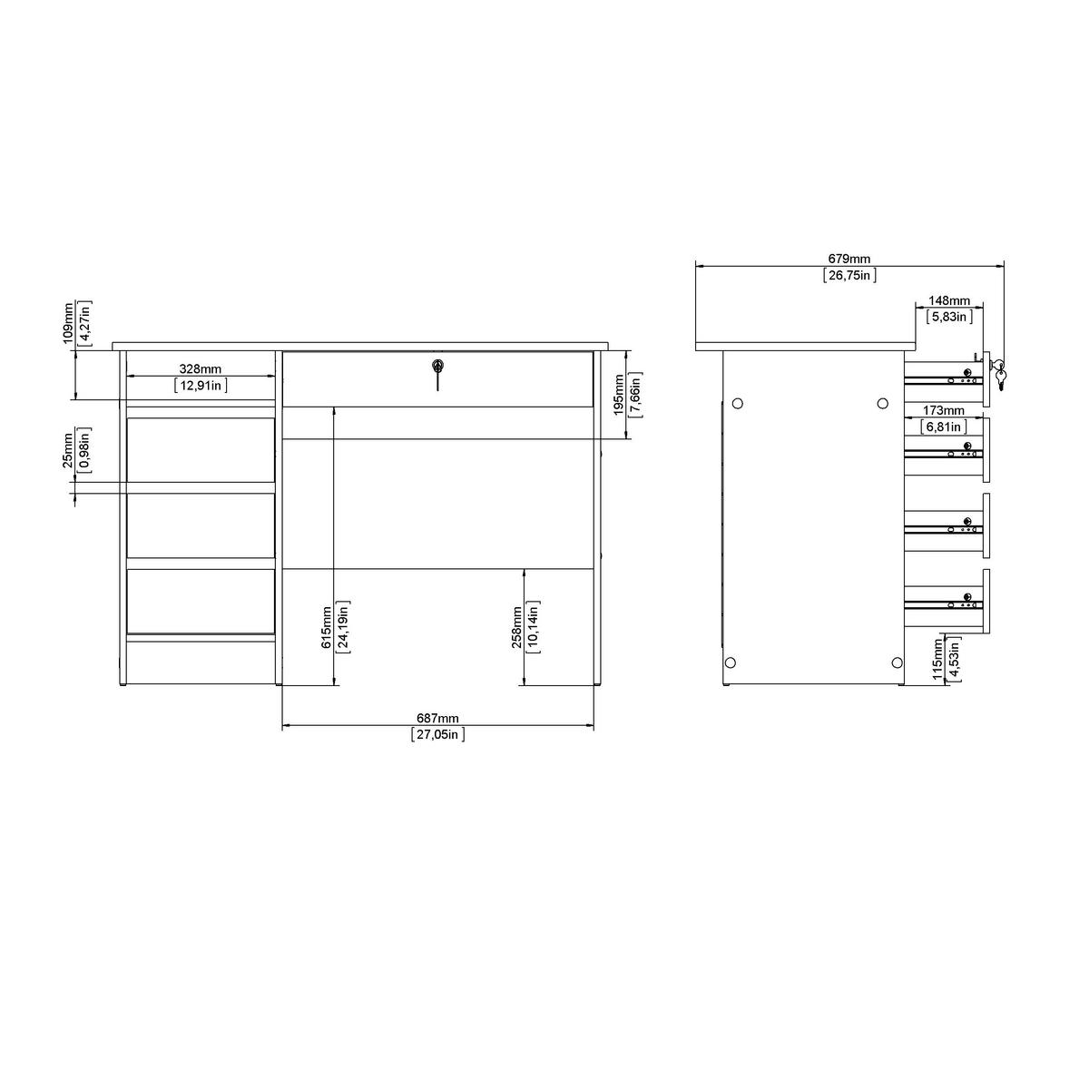 SCHREIBTISCH 109,3/48,5/75,6 cm  in Eichefarben  - Eichefarben, MODERN, Holzwerkstoff (109,3/48,5/75,6cm) - MID.YOU