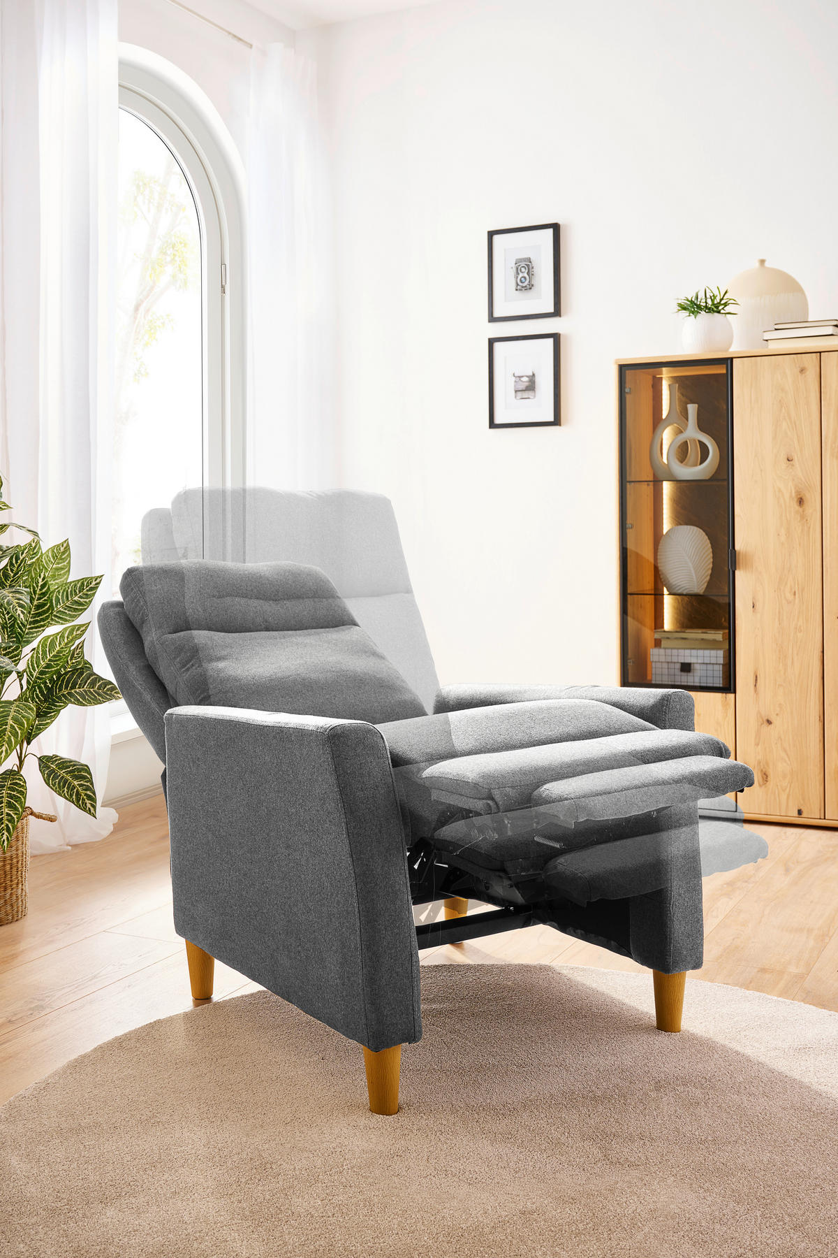 FOTOLIU PENTRU TELEVIZOR in plastic, textil gri  - culoare natur/gri, Design, plastic/textil (72,5/106-82/89-160cm) - Carryhome