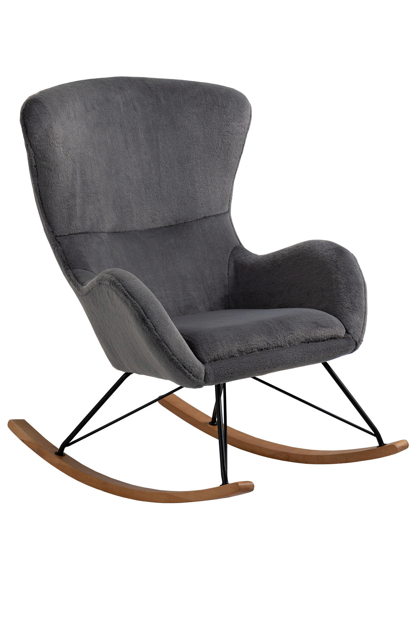 SCHAUKELSTUHL in Eichefarben, Dunkelgrau  - Dunkelgrau/Eichefarben, MODERN, Holz/Textil (70/102/94cm) - Livetastic