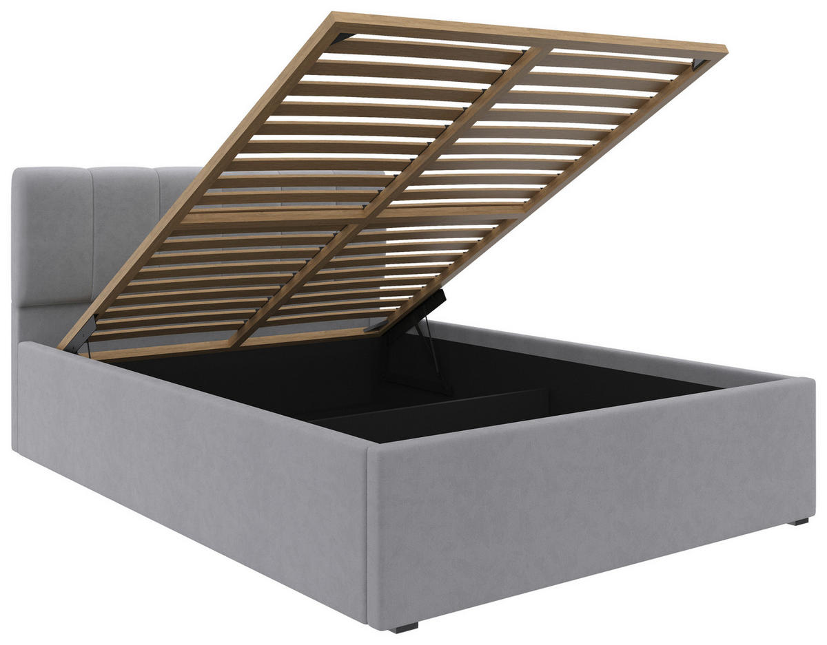 POLSTERBETT 140/200 cm  in Silberfarben  - Silberfarben/Schwarz, Design, Holz/Kunststoff (140/200cm) - Stylife