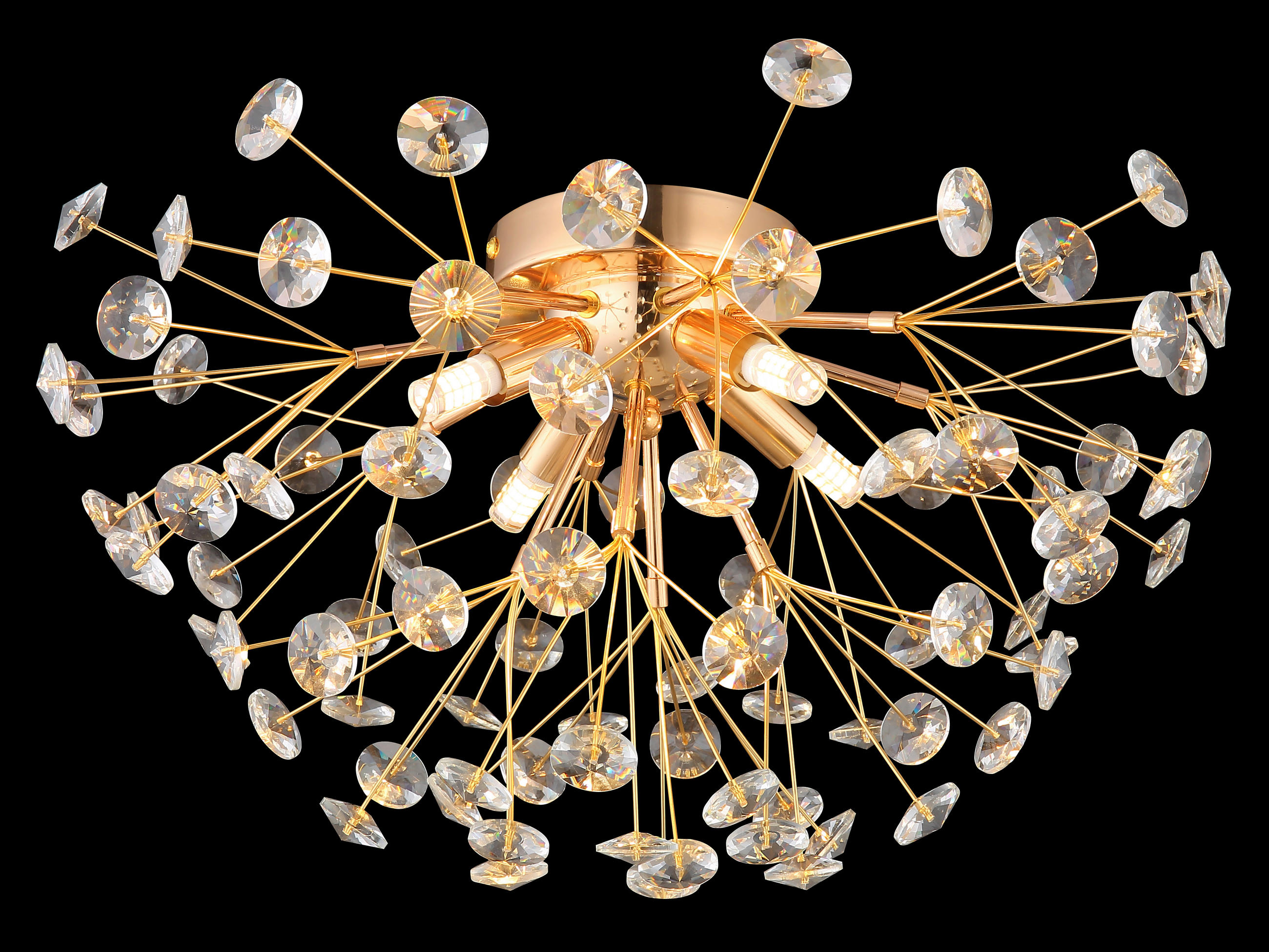 KRISTALL-DECKENLEUCHTE 45/25 cm - Klar/Goldfarben, KONVENTIONELL, Glas/Metall (45/25cm) - Globo