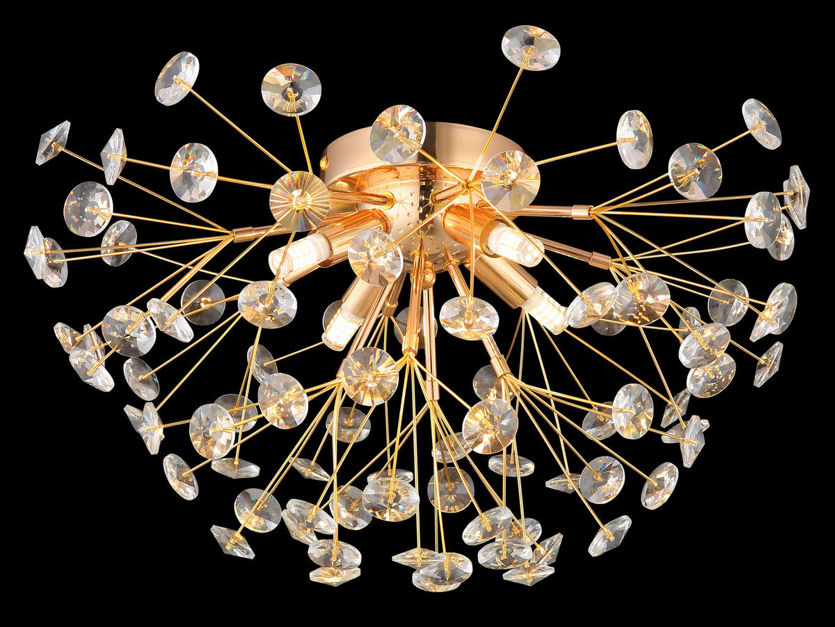 KRISTALL-DECKENLEUCHTE 45/25 cm   - Klar/Goldfarben, KONVENTIONELL, Glas/Metall (45/25cm) - Globo