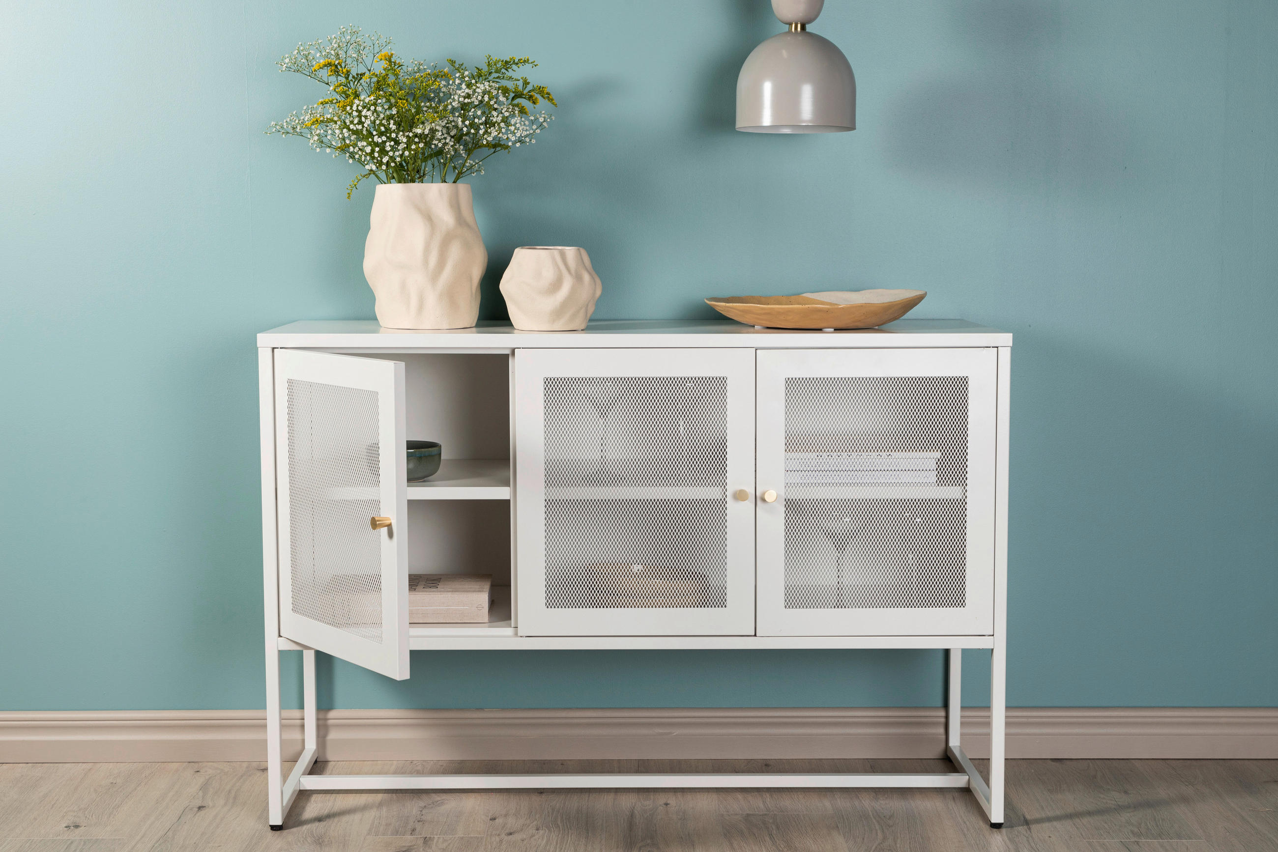 SIDEBOARD 120/80/40 cm  - vit, Design, metall (120/80/40cm) - Livetastic
