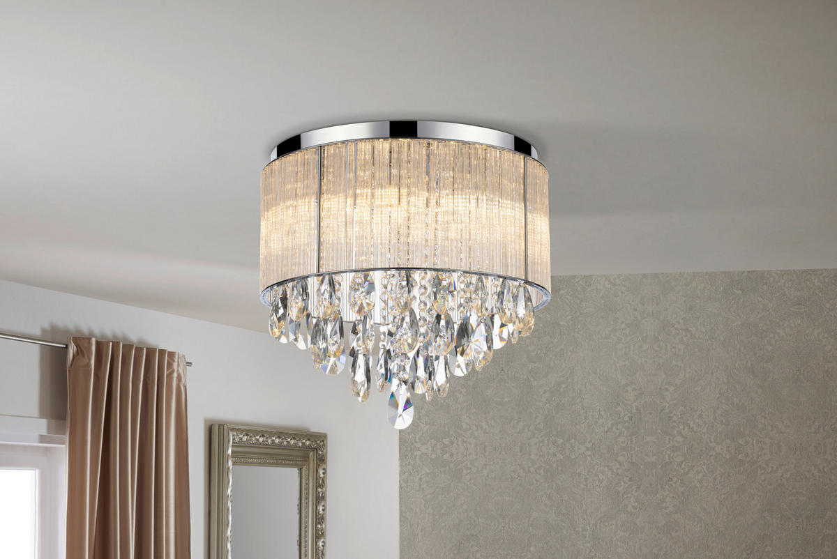 STROPNÉ SVIETIDLO, 39/45 cm  - číra, Konventionell, kov/sklo (39/45cm) - Glandor