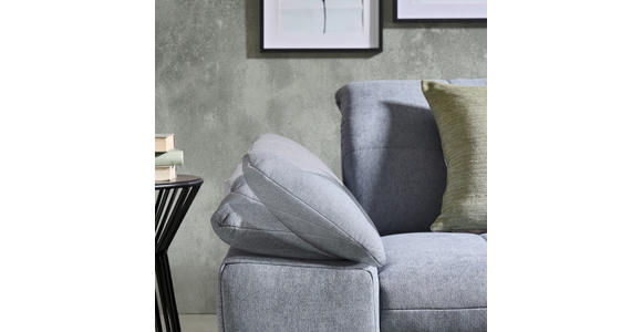 ECKSOFA  in Webstoff Blaugrau Rücken echt, Kopfteilverstellung  265/180 cm  - Blaugrau/Schwarz, Design, Textil/Metall (265/180cm) - Carryhome