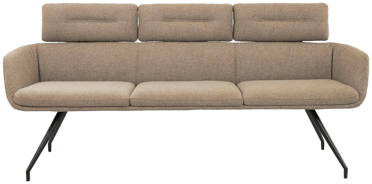 SITZBANK 200/91/70 cm Webstoff Schwarz, Graubraun  - Graubraun/Schwarz, Design, Textil/Metall (200/91/70cm) - Dieter Knoll