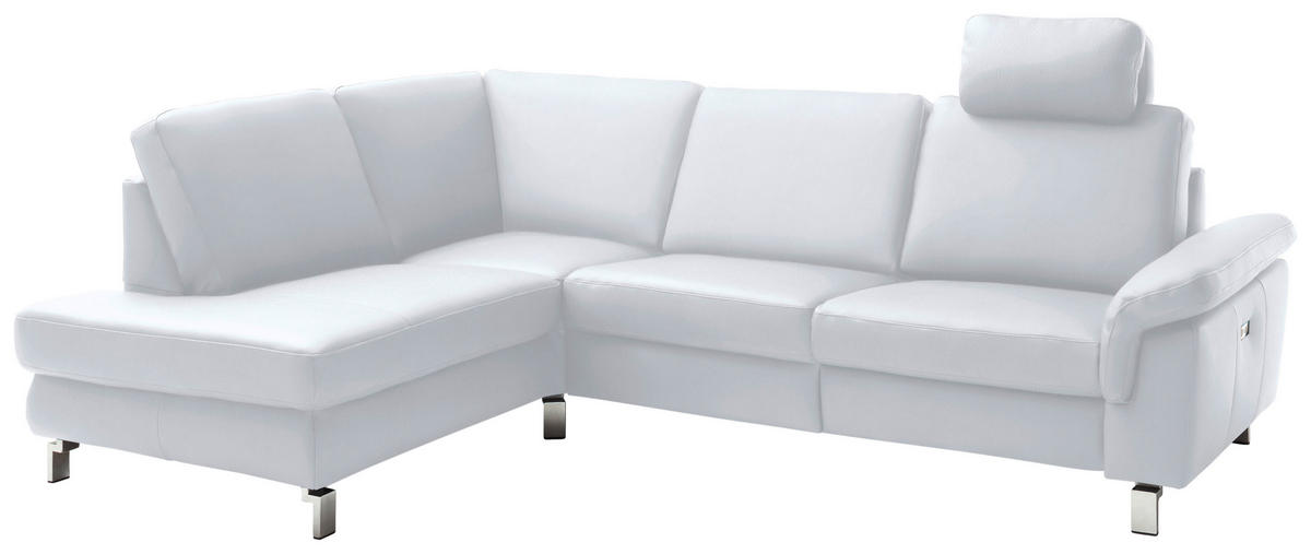 ECKSOFA in Echtleder Weiss  - Chromfarben/Weiss, Design, Leder/Metall (200/271cm) - Pure Home Lifestyle