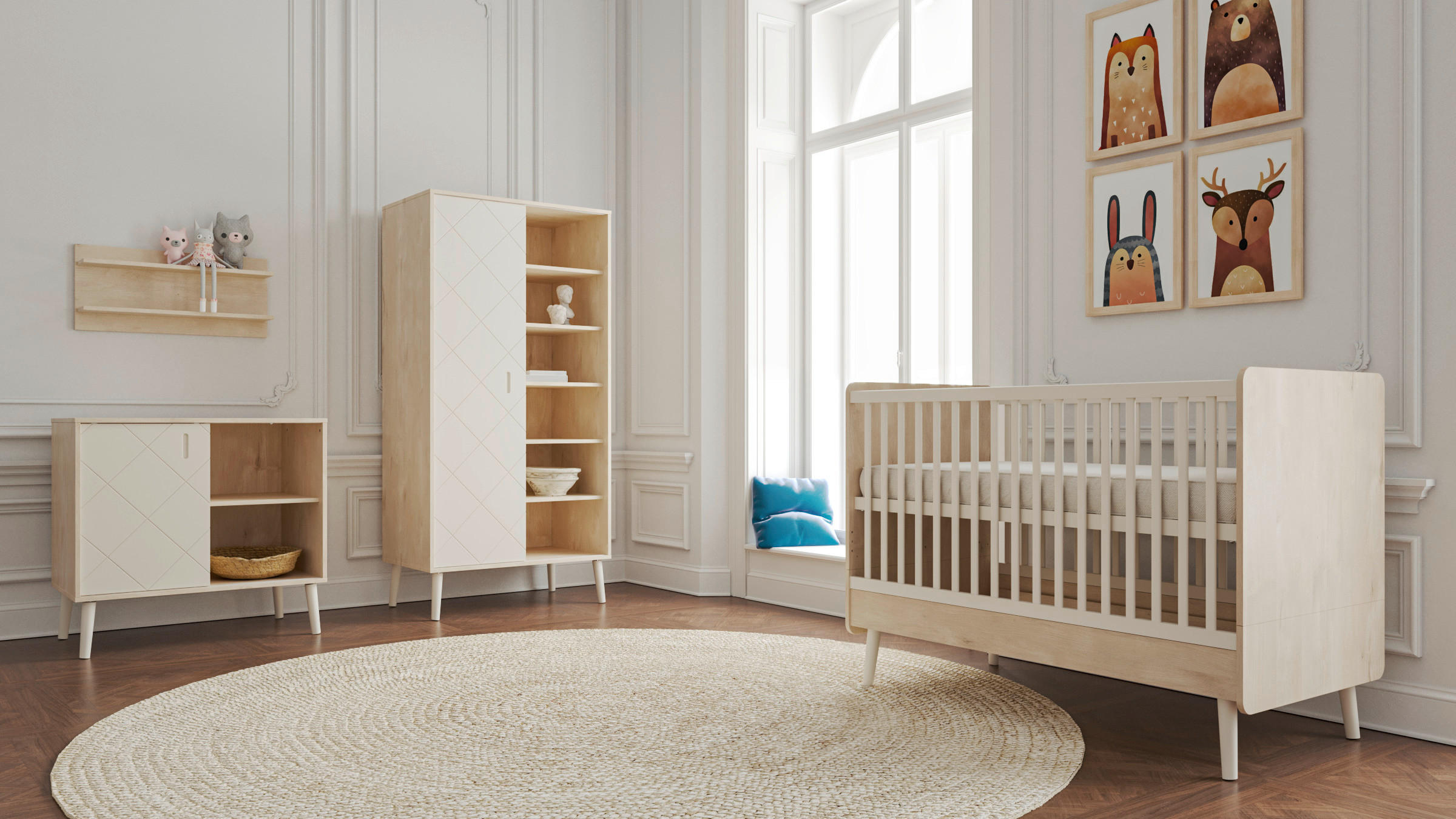GITTERBETT   140/70 cm  - Naturfarben/Weiß, Basics, Holz/Holzwerkstoff (140/70cm)