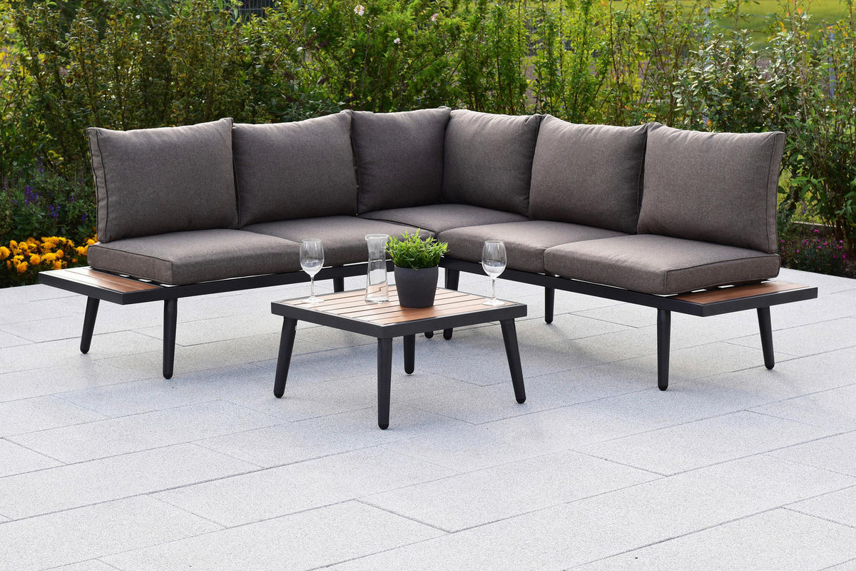 GARTENSET 3-teilig  - Graphitfarben/Naturfarben, MODERN, Kunststoff/Textil - Gardenson