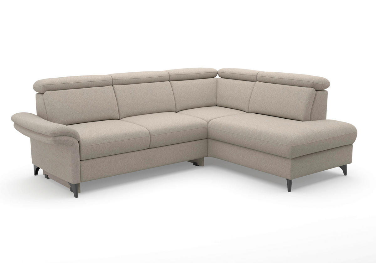 ECKSOFA GLENDALE E Taupe Flachgewebe  - Taupe/Schwarz, KONVENTIONELL, Textil/Metall (247/193cm) - Sit & More