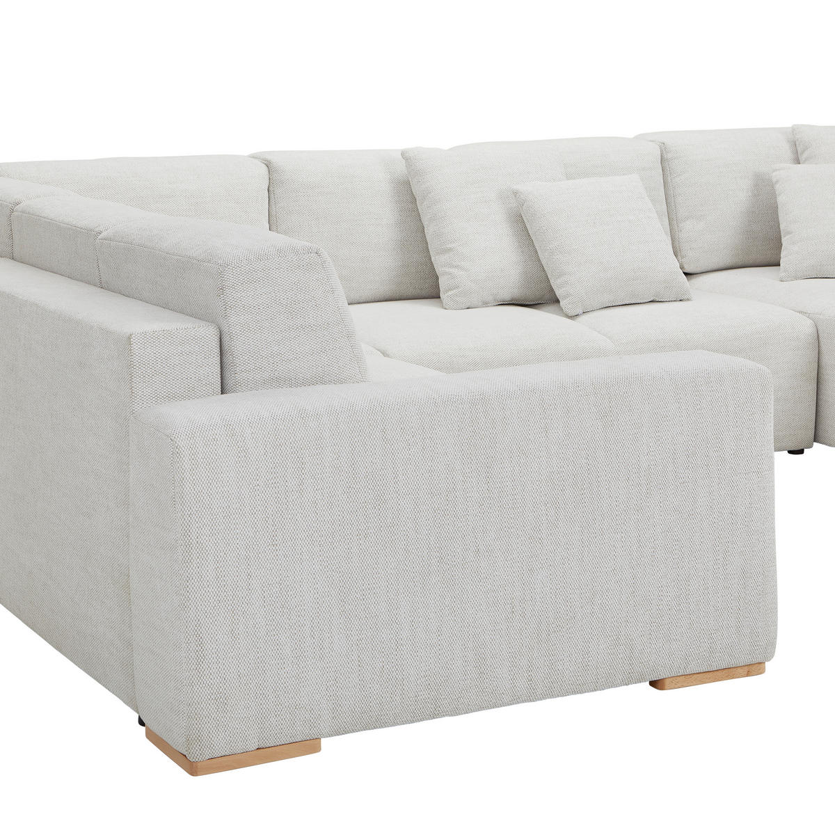 WOHNLANDSCHAFT in Flachgewebe Beige  - Beige/Buchefarben, Konventionell, Holz/Kunststoff (283/371/208cm) - Livetastic