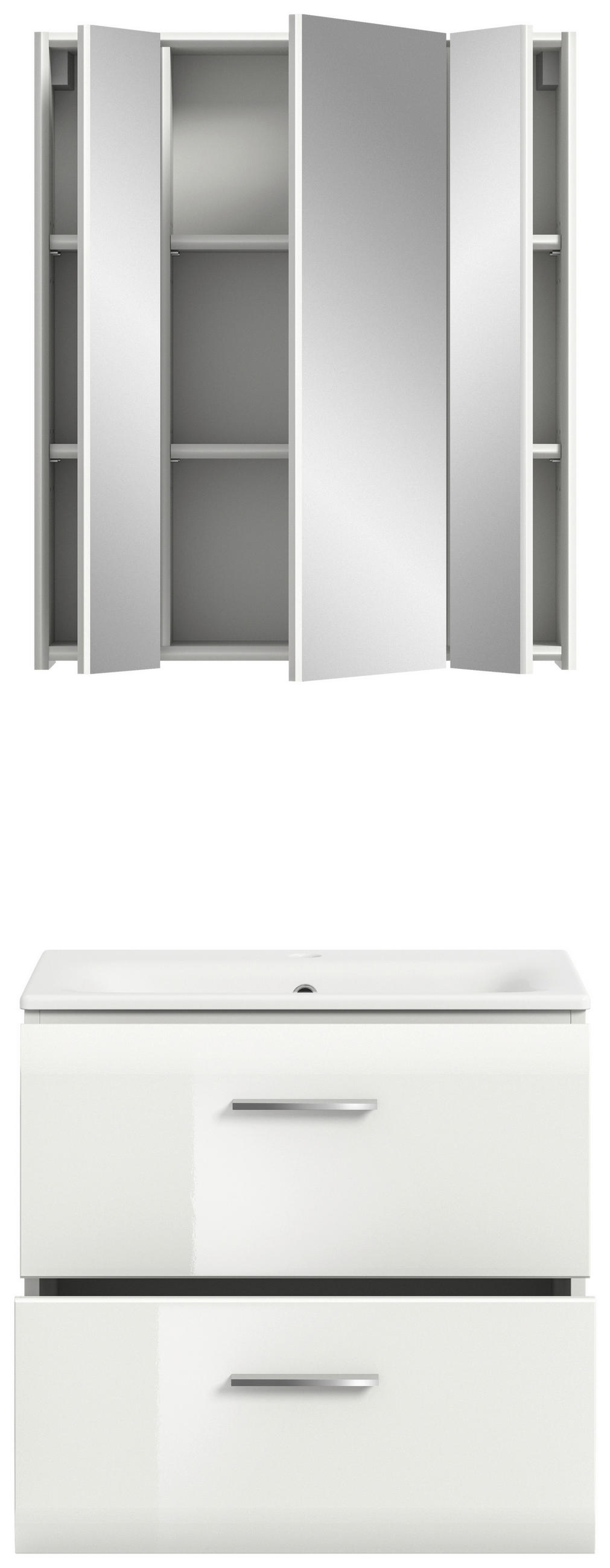 BADEZIMMER 2-teilig 60 cm  - Weiss Hochglanz/Weiss, Modern, Keramik/Holzwerkstoff (60cm) - MID.YOU