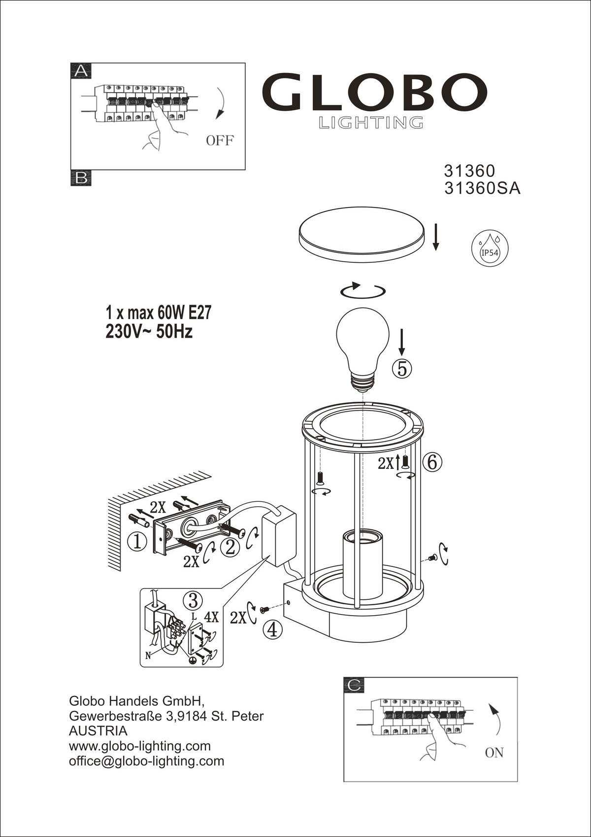 AUSSENLEUCHTE Gracey 14,3/15,2/25,2 cm  - Sandfarben/Klar, KONVENTIONELL, Glas/Metall (14,3/15,2/25,2cm) - Globo