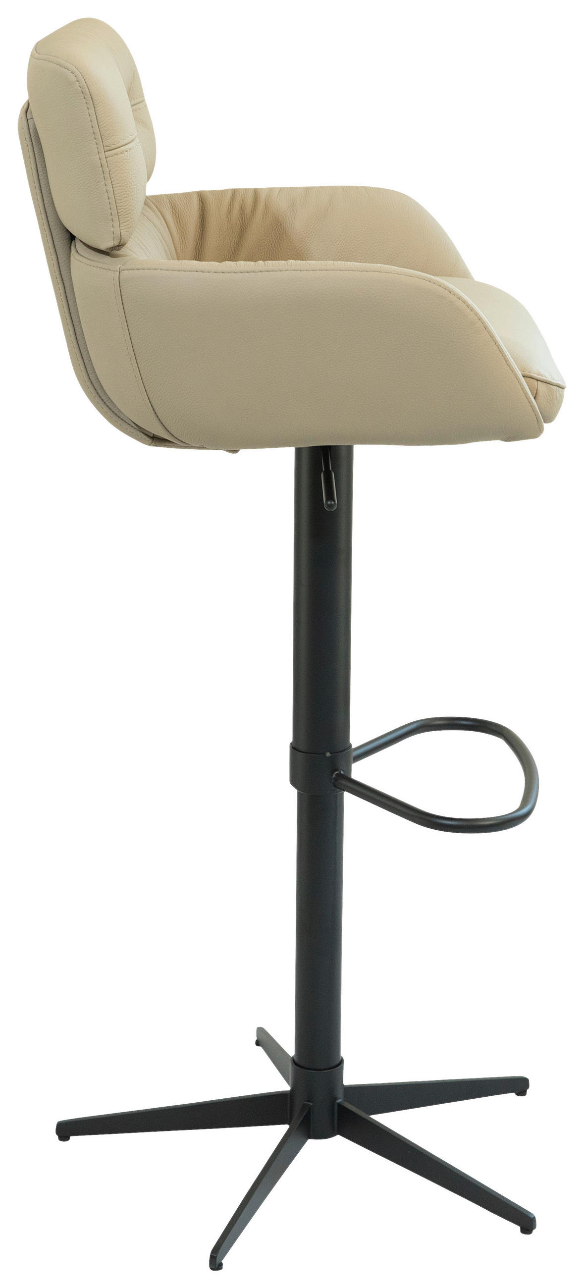 BARHOCKER Echtleder Schwarz, Taupe Eisen Sitzfläche 360° drehbar  - Taupe/Schwarz, Design, Leder/Metall (54/105/53cm) - Dieter Knoll