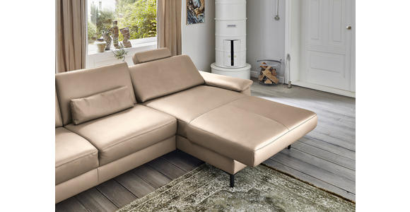 ECKSOFA in Echtleder Hellbraun 334/176 cm - Hellbraun/Schwarz, Design, Leder/Metall (334/176cm) - Dieter Knoll