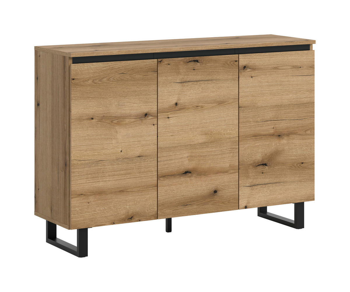 SIDEBOARD 120/84/36 cm  - mörk ek/svart, Design, metall/trämaterial (120/84/36cm) - Livetastic