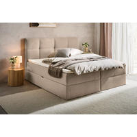 BOXBETT 160/200 cm,  in Taupe, Bettkasten, Topper, H3 + H3 = fest  - Taupe, KONVENTIONELL, Textil (160/200cm) - Boxxx