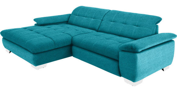 ECKSOFA in Mikrofaser Türkis  - Türkis/Chromfarben, Design, Textil/Metall (180/265cm) - Carryhome