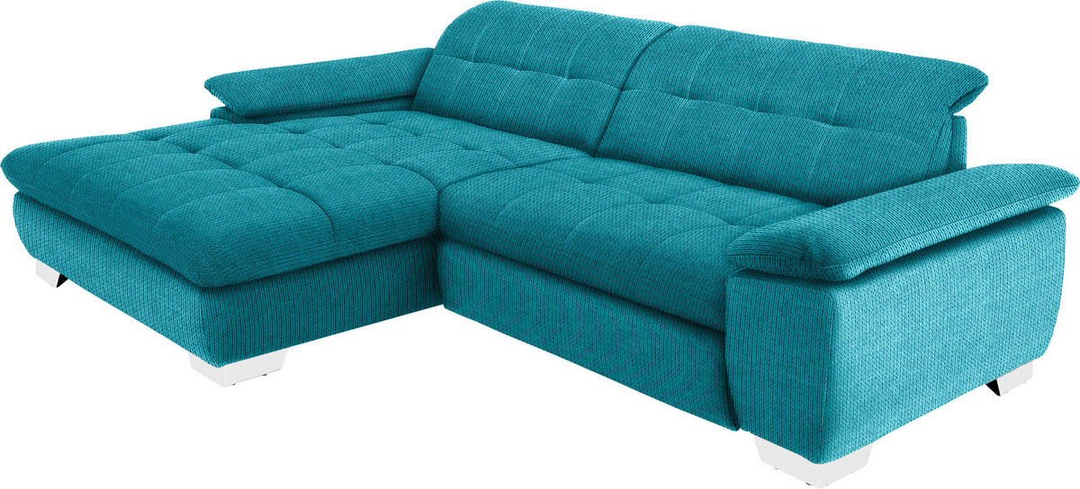 ECKSOFA Mikrofaser Türkis  - Türkis/Chromfarben, Design, Textil/Metall (180/265cm) - Carryhome