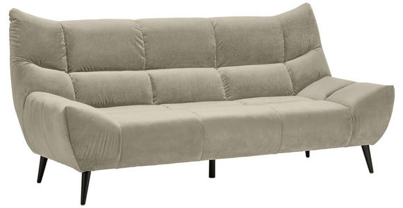 3-SITZER-SOFA Mikrofaser Creme  - Creme/Schwarz, Design, Textil/Metall (224/106/101cm) - Xora