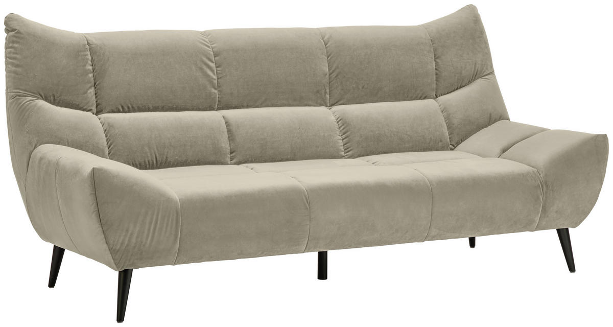 3-SITZER-SOFA in Mikrofaser Creme  - Creme/Schwarz, Design, Textil/Metall (222/106/99cm) - Xora