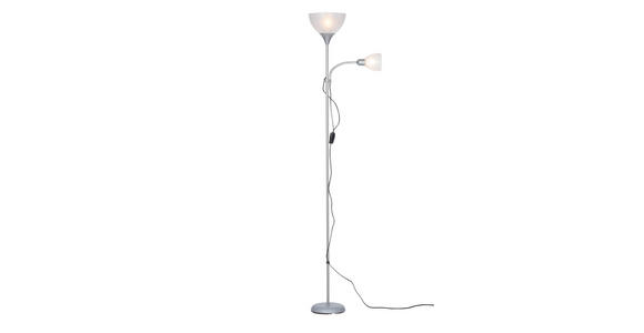 STEHLEUCHTE 42/21/180 cm    - Silberfarben/Weiß, Basics, Kunststoff/Metall (42/21/180cm) - Boxxx