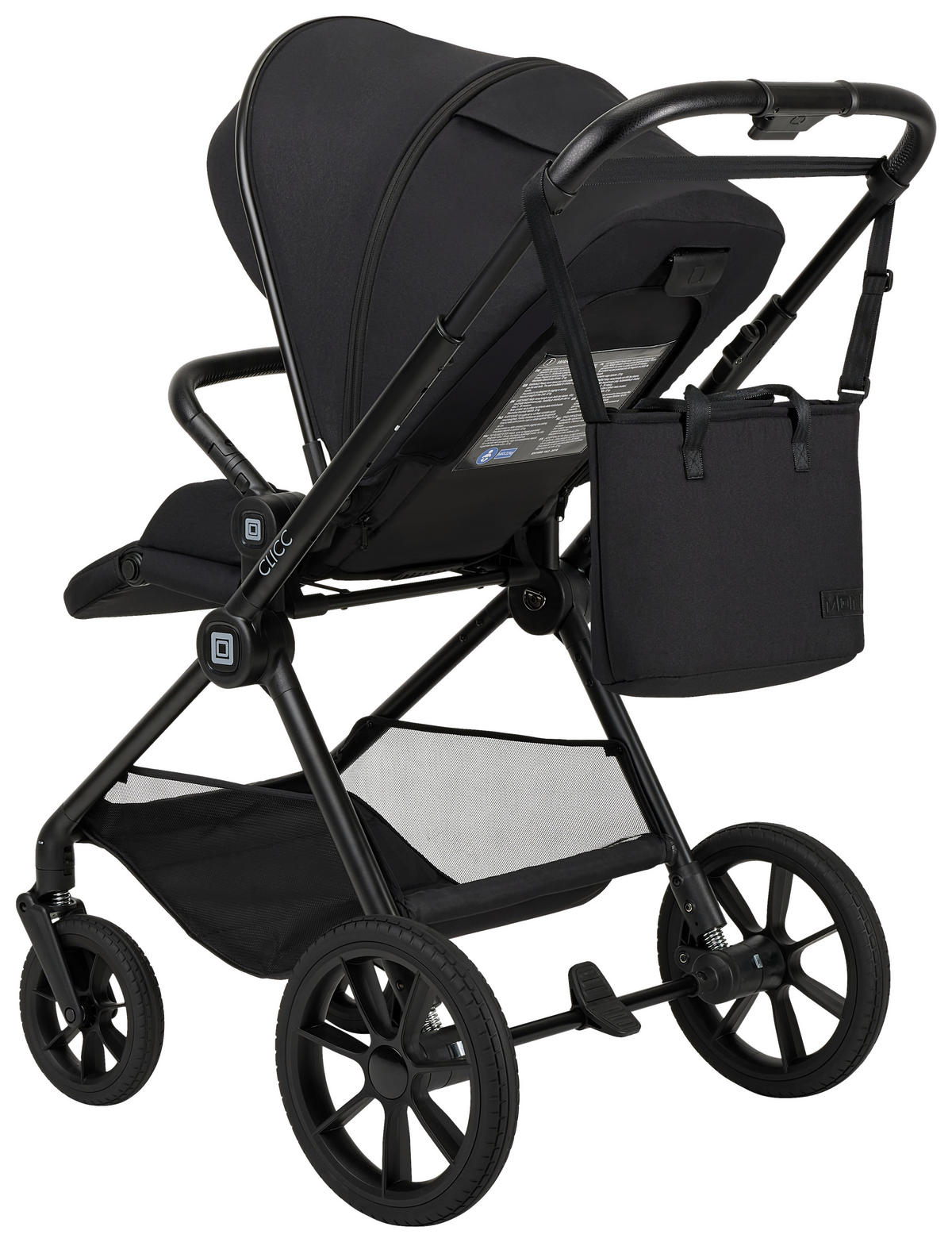 KINDERWAGENSET CLICC  - Schwarz, Basics, Textil/Metall (61/114/84cm) - Moon