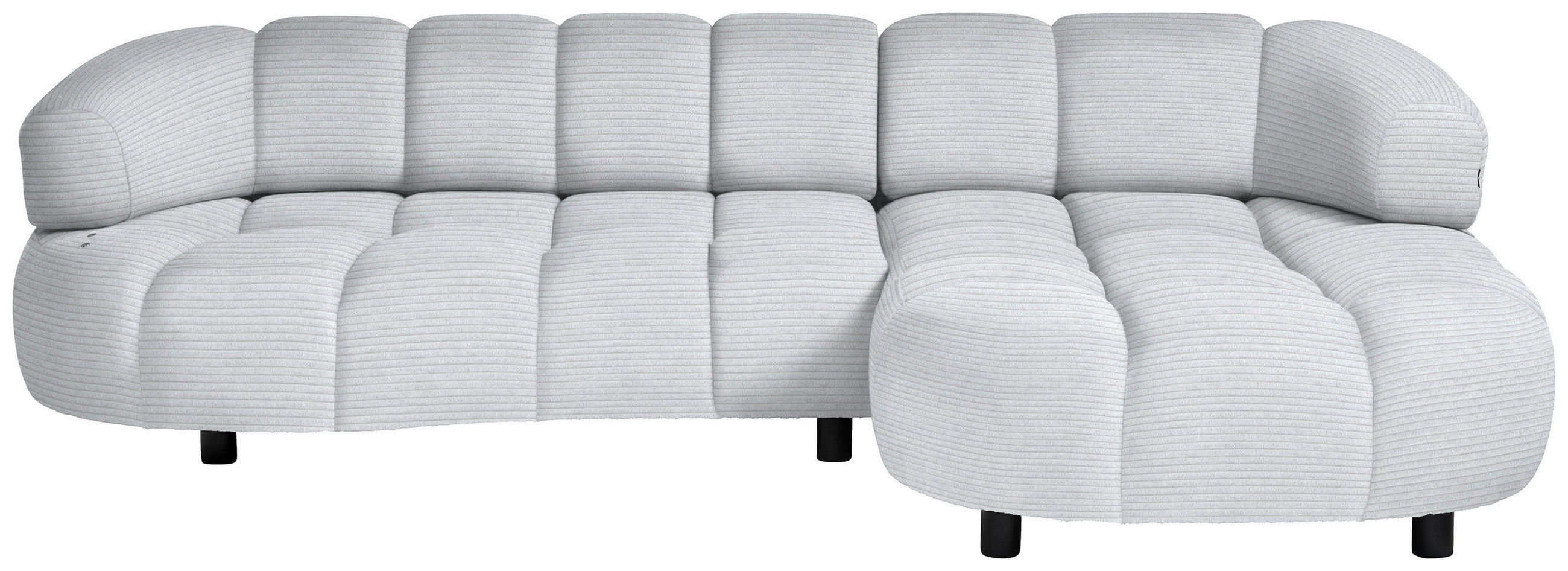 ECKSOFA in Cord, Velours Hellgrau  284/183 cm  - Hellgrau/Schwarz, Design, Holz/Textil (284/183cm) - Welnova
