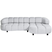 ECKSOFA in Cord, Velours Hellgrau  - Hellgrau/Schwarz, Design, Holz/Textil (284/183cm) - Welnova