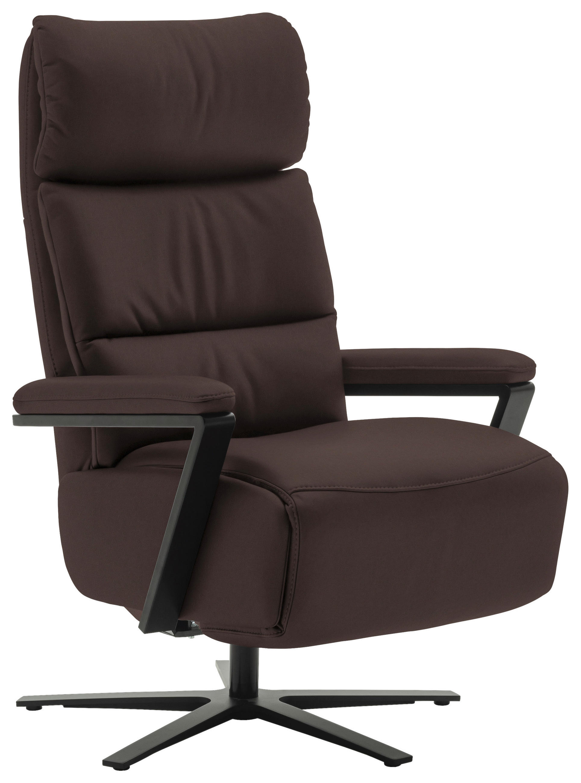 FERNSEHSESSEL Echtleder Dunkelbraun  - Dunkelbraun/Schwarz, Design, Leder/Metall (74/111/85cm) - Schöner Wohnen