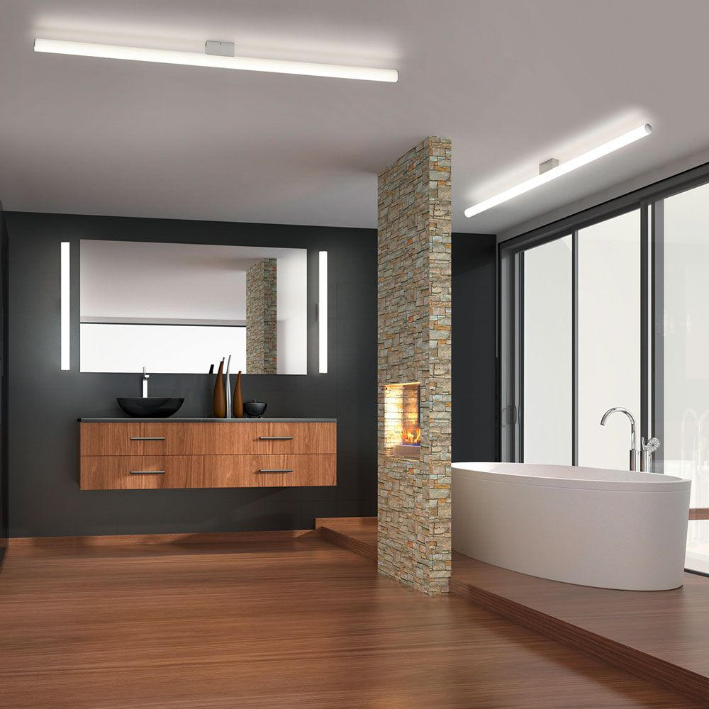 BADEZIMMER-WANDLEUCHTE Loom 120/4/8,5 cm   - Schwarz, KONVENTIONELL, Kunststoff/Metall (120/4/8,5cm) - Helestra