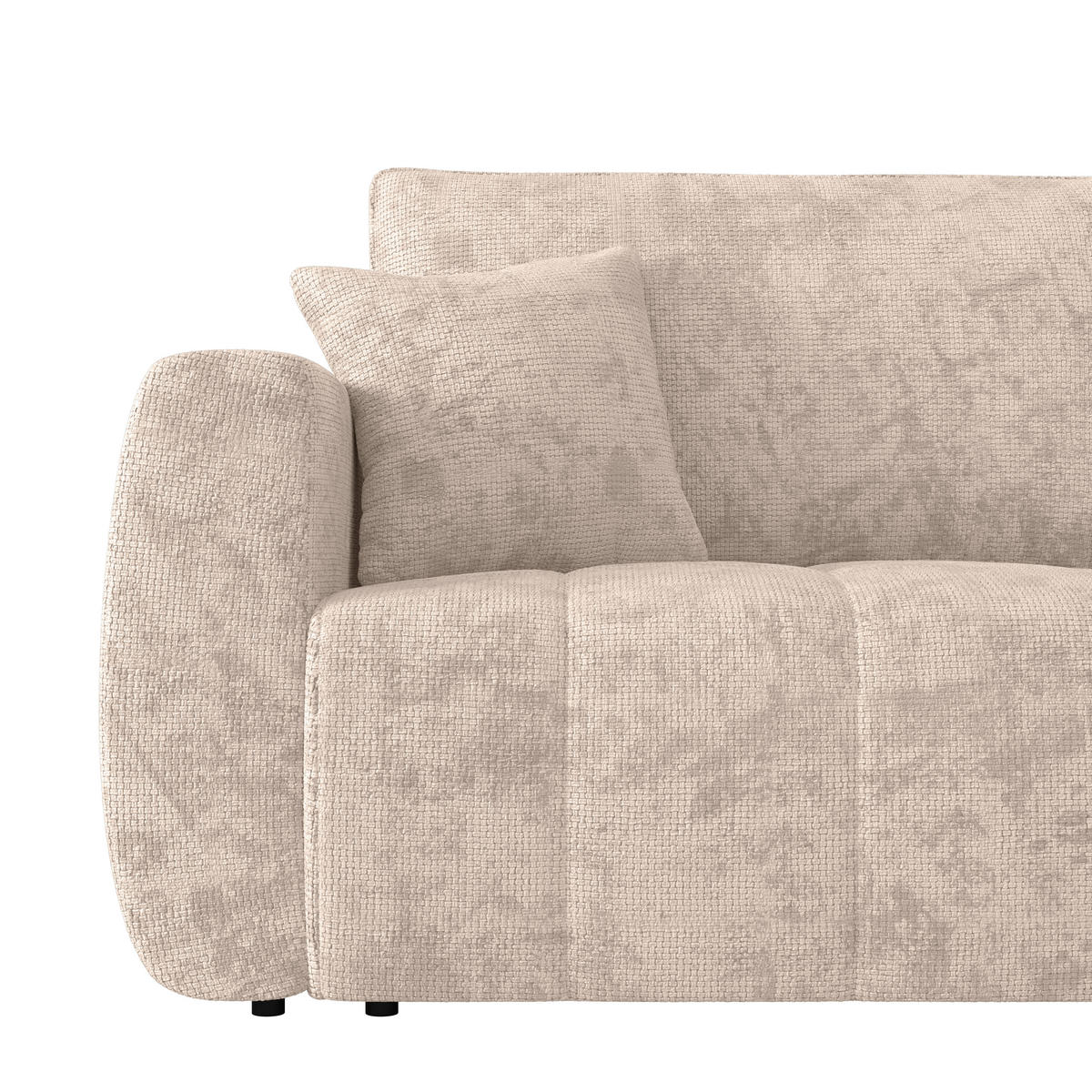 SCHLAFSOFA  mit Stoffauswahl Webstoff Creme  - Creme/Schwarz, MODERN, Holz/Textil (245/74-90/104cm) - MID.YOU
