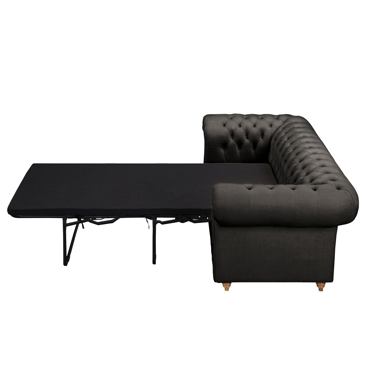 SCHLAFSOFA Mikrofaser Anthrazit Armteil links, Armteil rechts  - Anthrazit/Braun, Design, Holz/Textil (190/74/91cm) - P & B