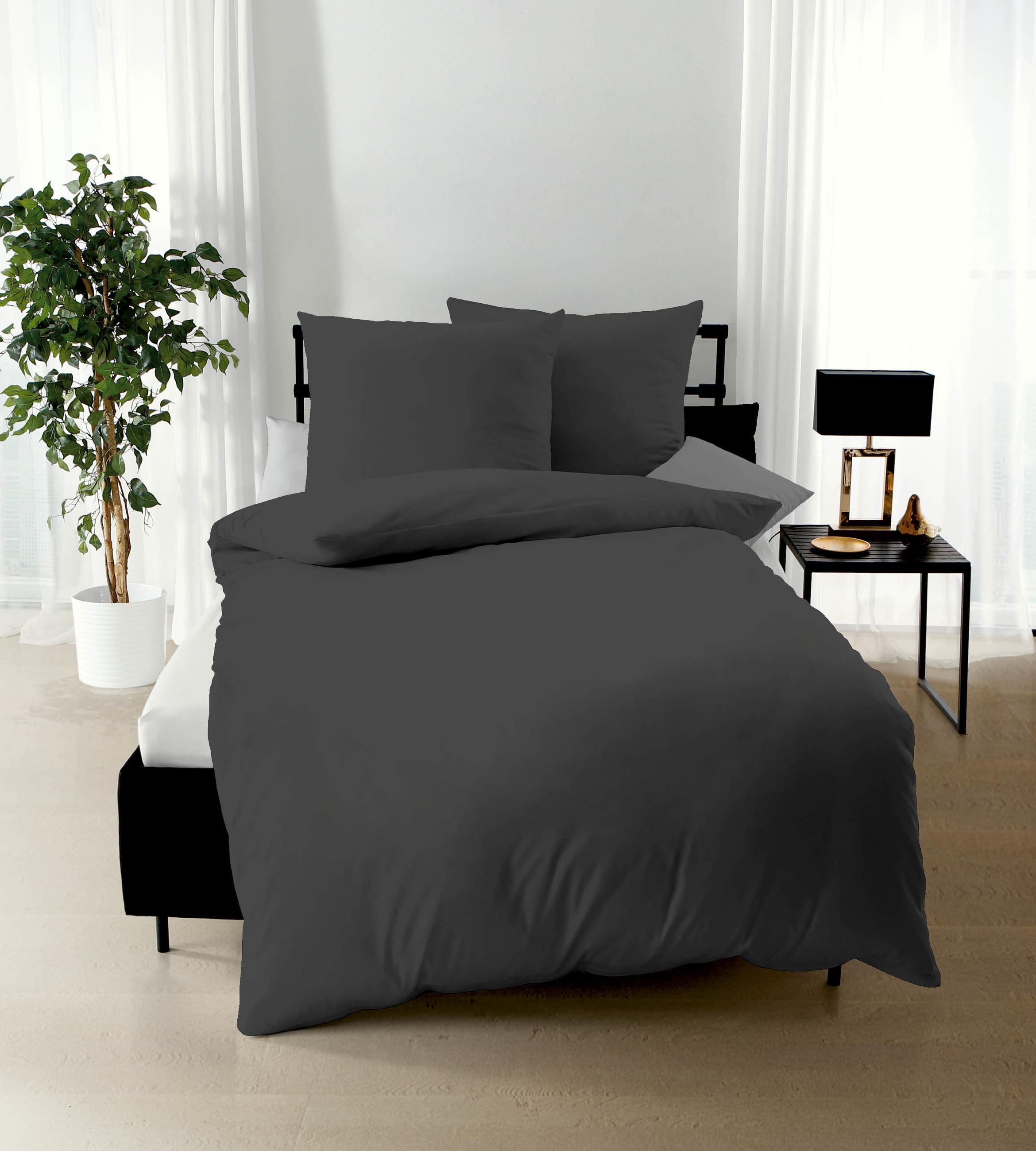 POSTELJNINA UNI 140/200 cm saten rjava  - rjava, Basics, tekstil (140/200cm) - Kaeppel