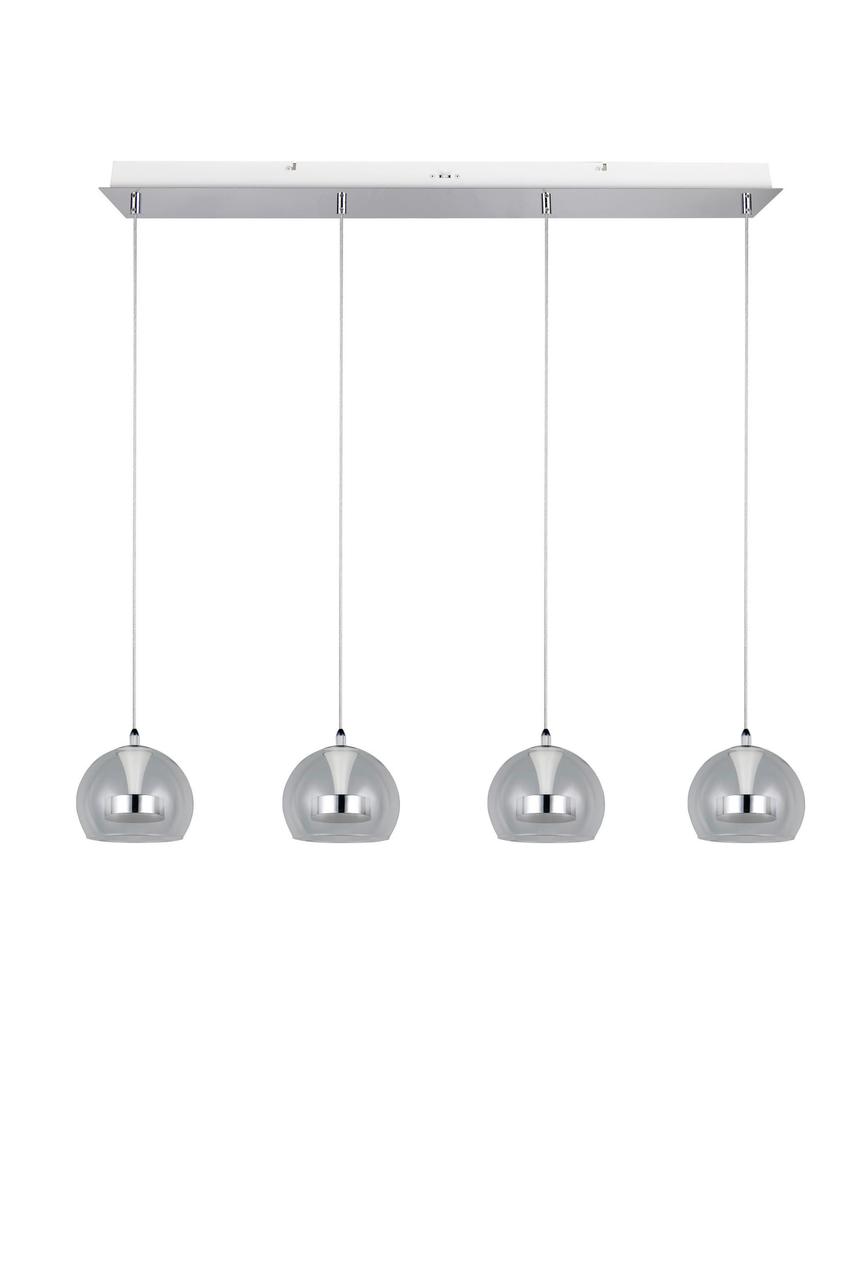 ZÁVESNÉ LED SVIETIDLO,   - priehľadné/chrómová, Basics, kov/sklo (97/150/16cm)