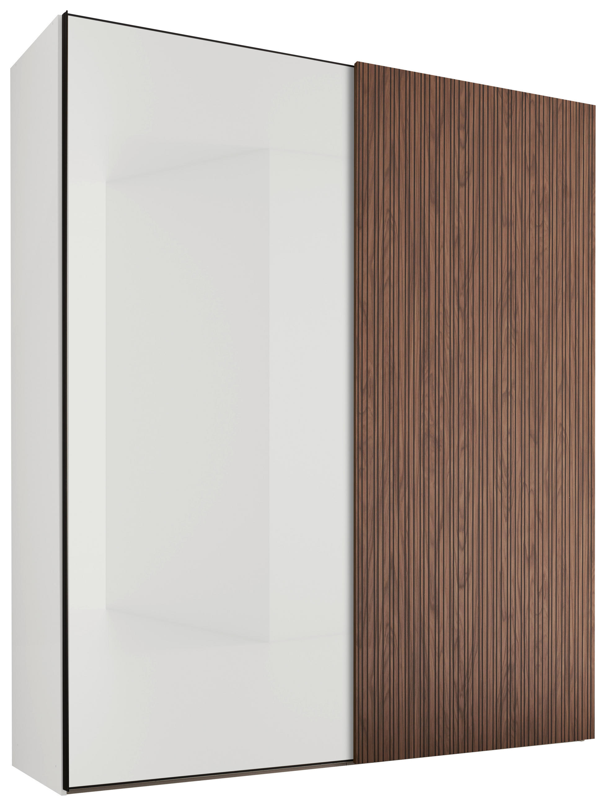 SCHWEBETÜRENSCHRANK 200/240/68 cm 2 Tür(en)-türig Weiß, Dunkelbraun  - Dunkelbraun/Schwarz, Design, Glas/Holzwerkstoff (200/240/68cm) - Dieter Knoll