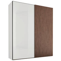 SCHWEBETÜRENSCHRANK 200/240/68 cm 2 Tür(en)-türig Weiß, Dunkelbraun  - Dunkelbraun/Schwarz, Design, Glas/Holzwerkstoff (200/240/68cm) - Dieter Knoll